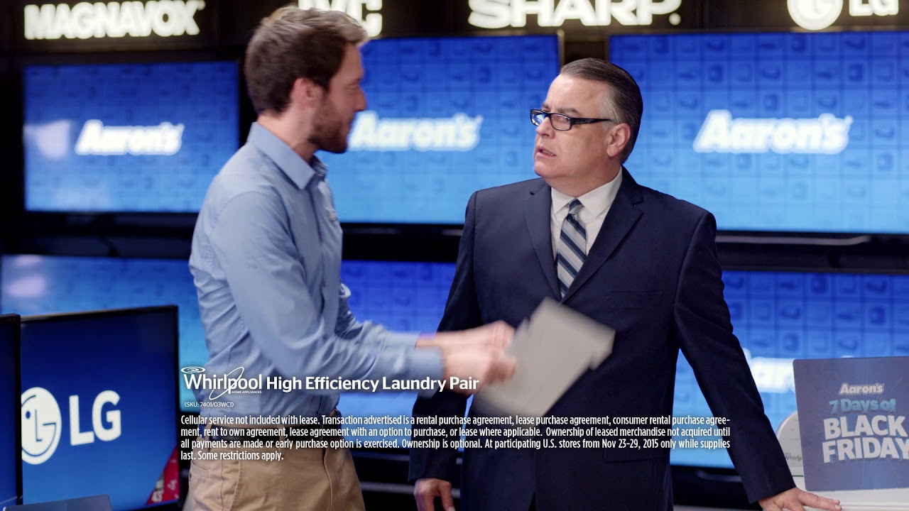 Aaron’s Black Friday promotional campaign — showroom scene